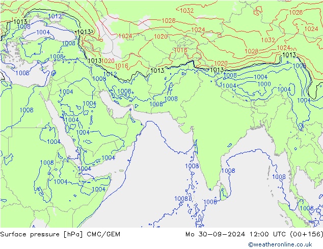 Surface pressure CMC/GEM Mo 30.09.2024 12 UTC