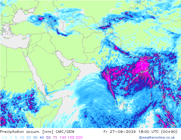 Precipitation accum. CMC/GEM ven 27.09.2024 18 UTC