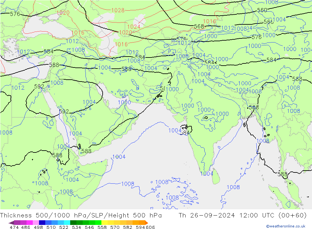 Theta-e 850hPa CMC/GEM Th 26.09.2024 12 UTC