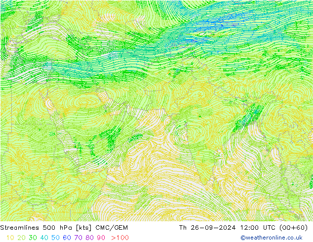 Stroomlijn 500 hPa CMC/GEM do 26.09.2024 12 UTC