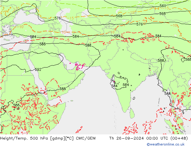 Géop./Temp. 500 hPa CMC/GEM jeu 26.09.2024 00 UTC