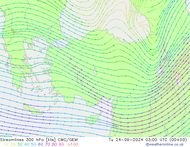 ветер 300 гПа CMC/GEM вт 24.09.2024 03 UTC