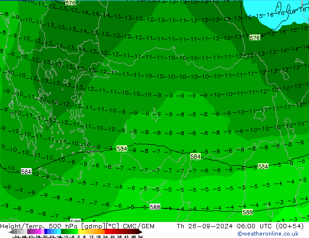 Height/Temp. 500 hPa CMC/GEM Th 26.09.2024 06 UTC