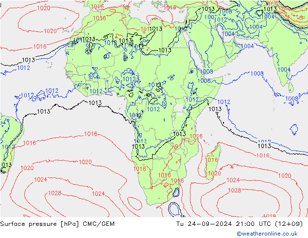 Luchtdruk (Grond) CMC/GEM di 24.09.2024 21 UTC