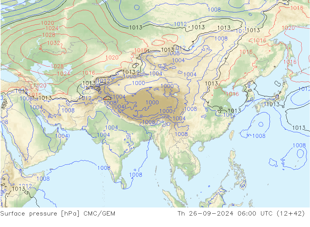 Surface pressure CMC/GEM Th 26.09.2024 06 UTC