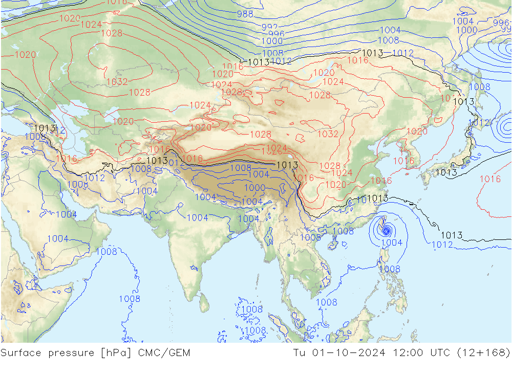 Pressione al suolo CMC/GEM mar 01.10.2024 12 UTC