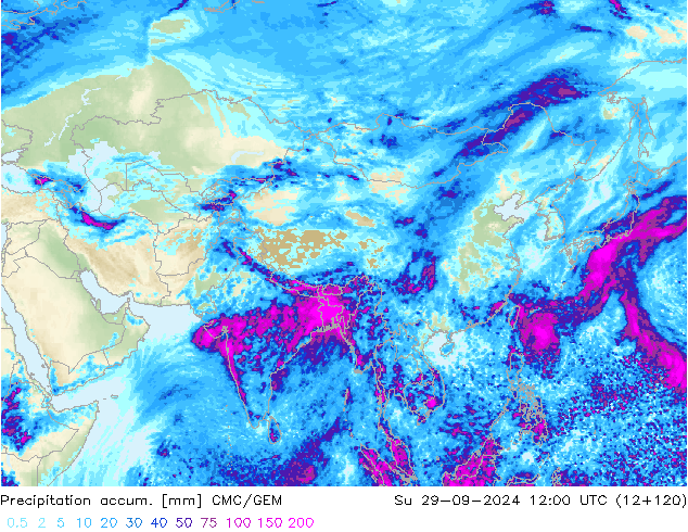 Precipitation accum. CMC/GEM nie. 29.09.2024 12 UTC