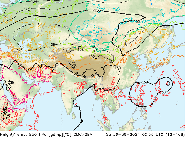 Height/Temp. 850 hPa CMC/GEM Su 29.09.2024 00 UTC