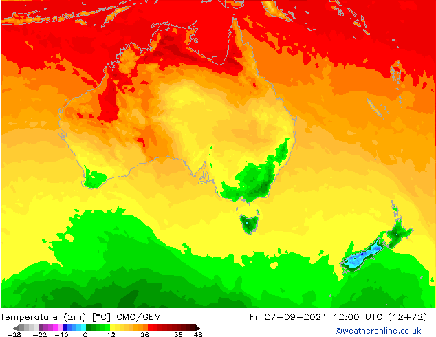 карта температуры CMC/GEM пт 27.09.2024 12 UTC