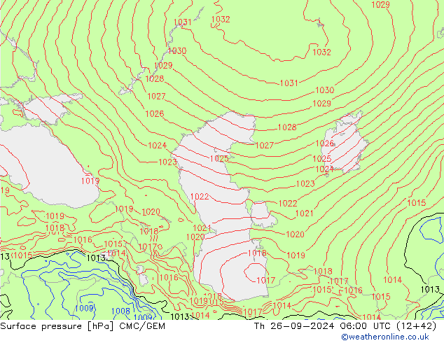 Surface pressure CMC/GEM Th 26.09.2024 06 UTC