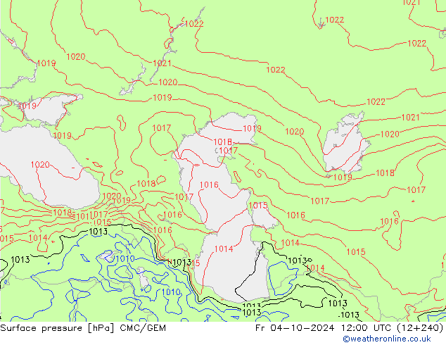 Surface pressure CMC/GEM Fr 04.10.2024 12 UTC