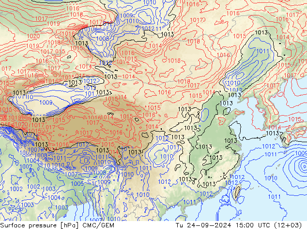 Surface pressure CMC/GEM Tu 24.09.2024 15 UTC