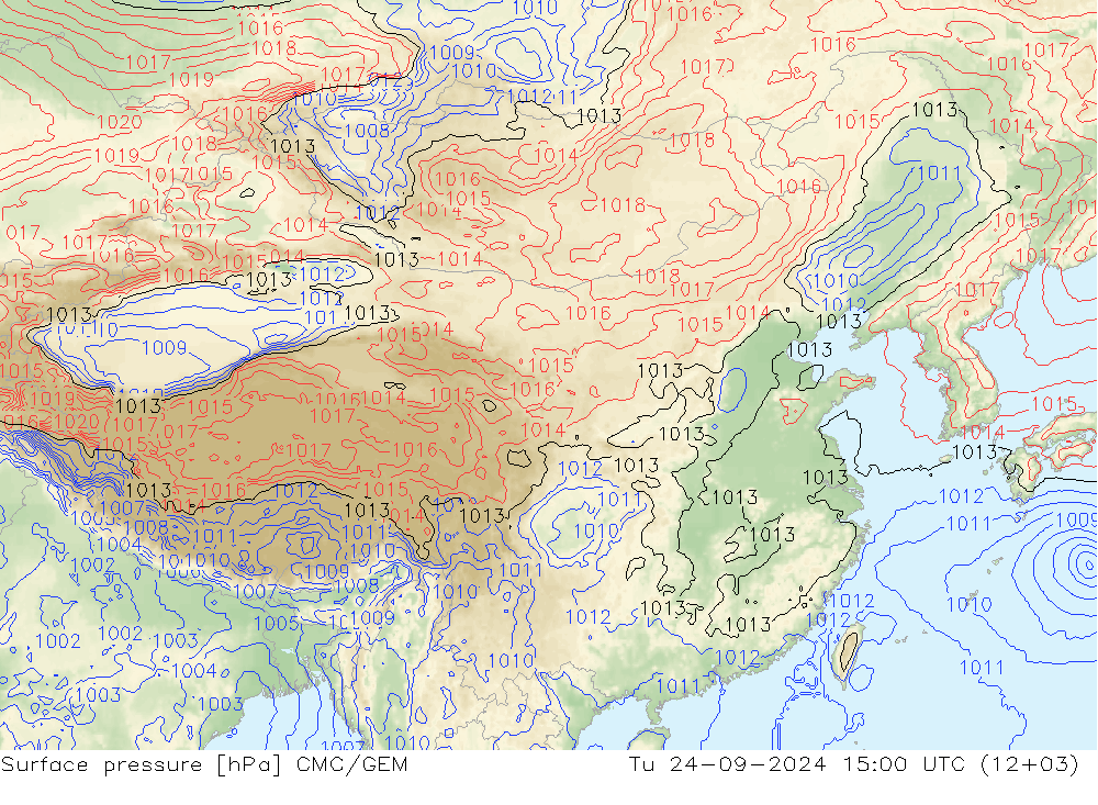 Surface pressure CMC/GEM Tu 24.09.2024 15 UTC