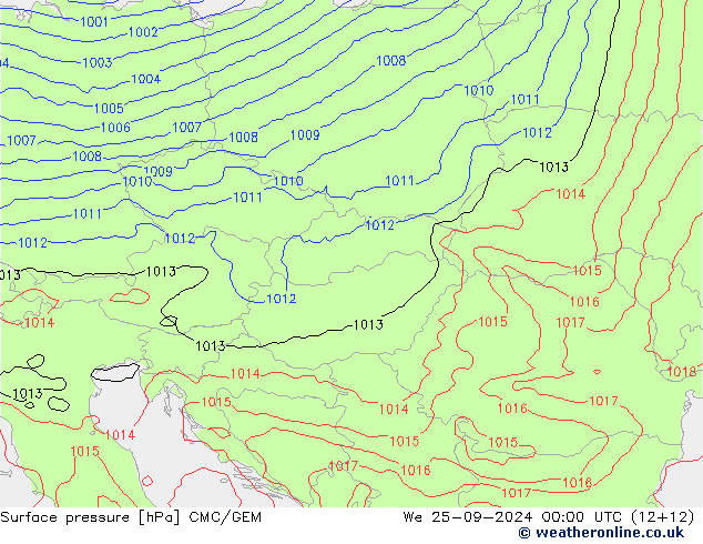 Surface pressure CMC/GEM We 25.09.2024 00 UTC