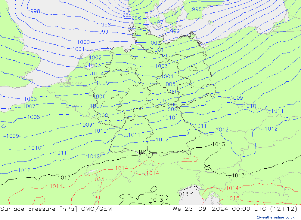 Surface pressure CMC/GEM We 25.09.2024 00 UTC