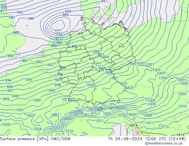 ciśnienie CMC/GEM czw. 26.09.2024 12 UTC