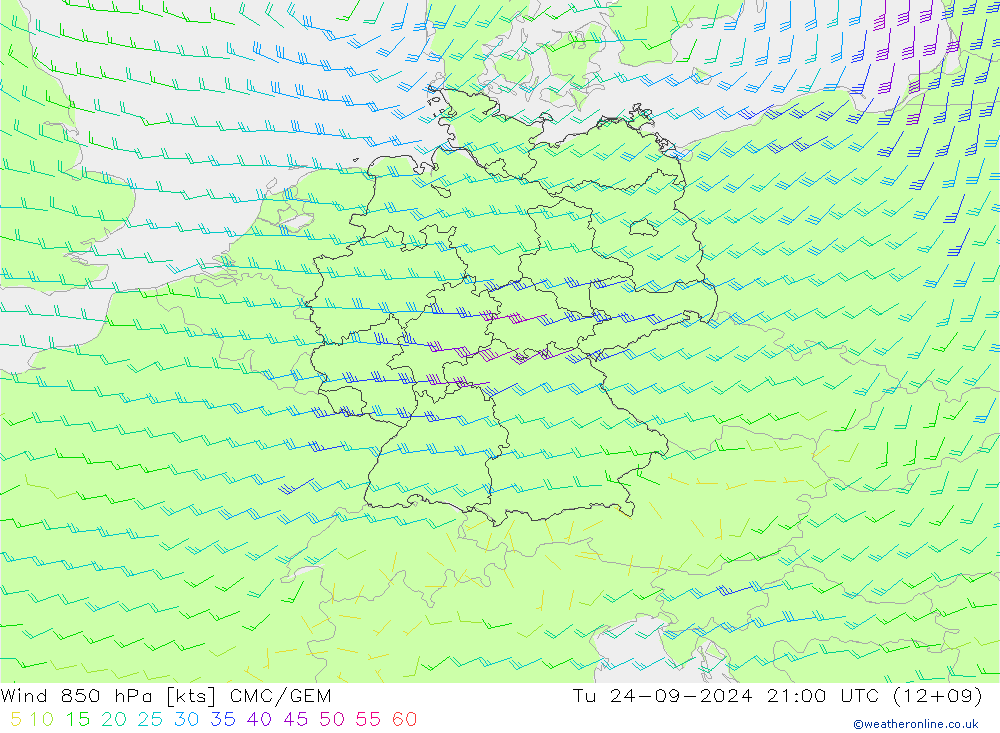  850 hPa CMC/GEM  24.09.2024 21 UTC