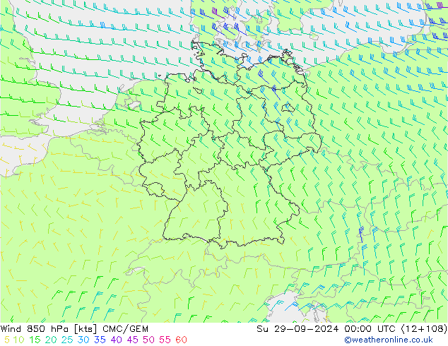 Wind 850 hPa CMC/GEM So 29.09.2024 00 UTC