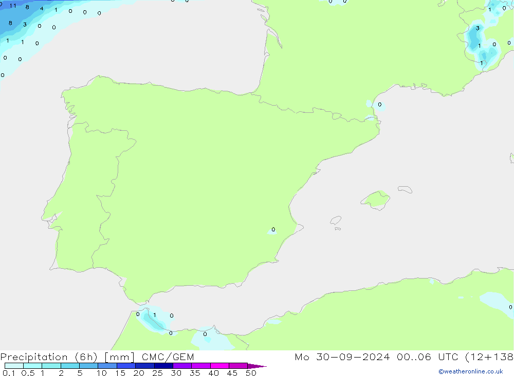 Yağış (6h) CMC/GEM Pzt 30.09.2024 06 UTC