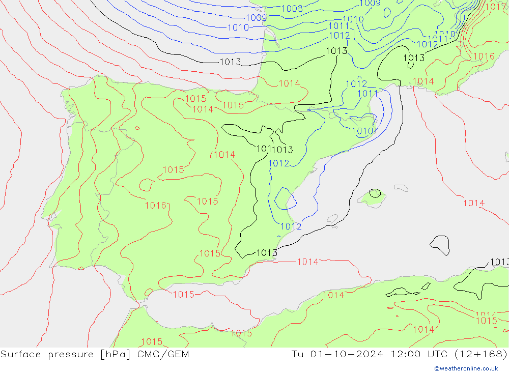 Yer basıncı CMC/GEM Sa 01.10.2024 12 UTC