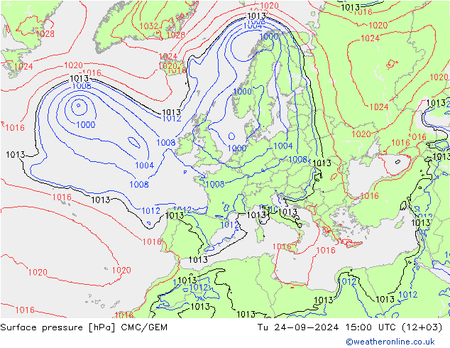 Luchtdruk (Grond) CMC/GEM di 24.09.2024 15 UTC