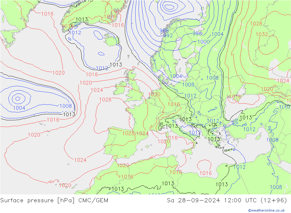 Pressione al suolo CMC/GEM sab 28.09.2024 12 UTC