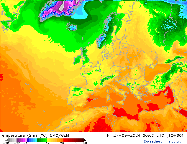 Temperatura (2m) CMC/GEM Sex 27.09.2024 00 UTC