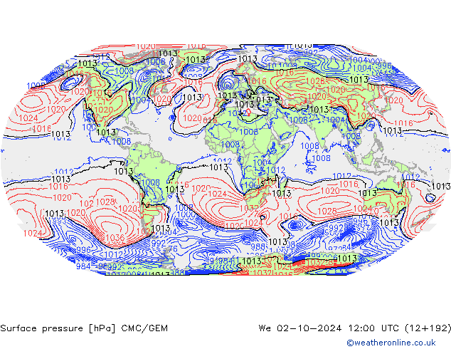 pressão do solo CMC/GEM Qua 02.10.2024 12 UTC