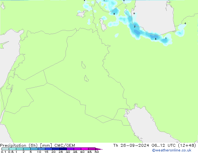 Precipitazione (6h) CMC/GEM gio 26.09.2024 12 UTC