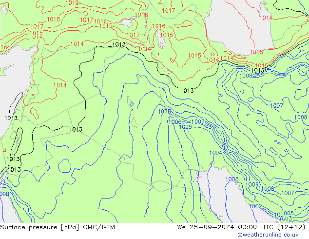 Luchtdruk (Grond) CMC/GEM wo 25.09.2024 00 UTC