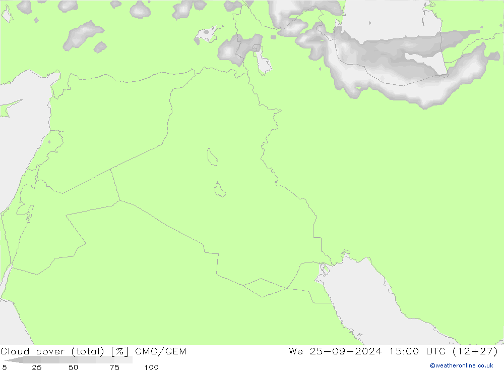 Bewolking (Totaal) CMC/GEM wo 25.09.2024 15 UTC