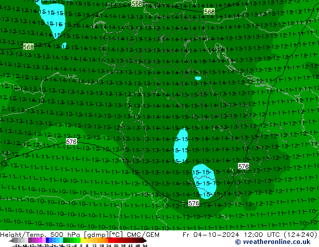 Geop./Temp. 500 hPa CMC/GEM vie 04.10.2024 12 UTC