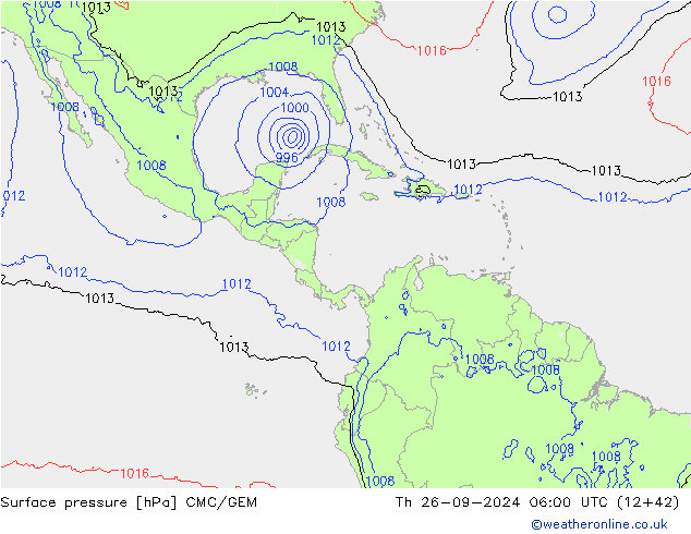 Surface pressure CMC/GEM Th 26.09.2024 06 UTC