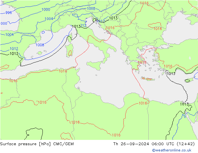 Pressione al suolo CMC/GEM gio 26.09.2024 06 UTC