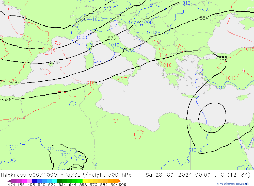 Theta-e 850hPa CMC/GEM sab 28.09.2024 00 UTC