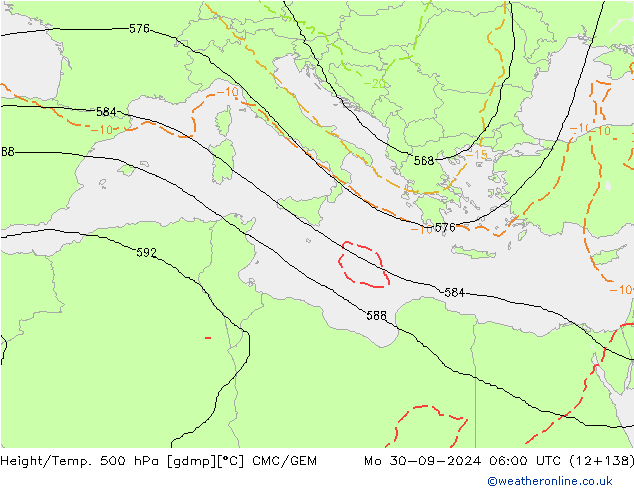 Height/Temp. 500 hPa CMC/GEM Mo 30.09.2024 06 UTC