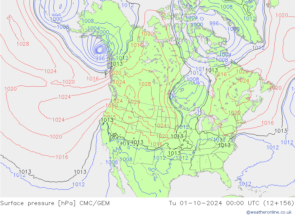 Luchtdruk (Grond) CMC/GEM di 01.10.2024 00 UTC