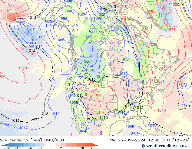 SLP tendency CMC/GEM Qua 25.09.2024 12 UTC