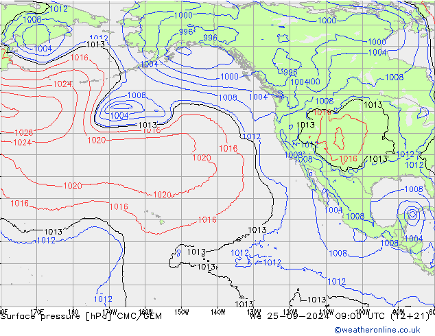 Surface pressure CMC/GEM We 25.09.2024 09 UTC