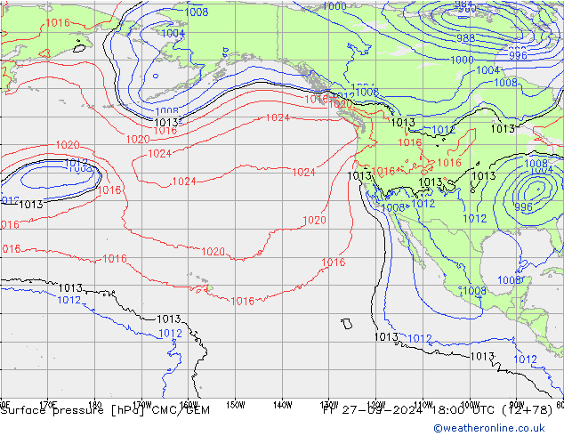 Surface pressure CMC/GEM Fr 27.09.2024 18 UTC