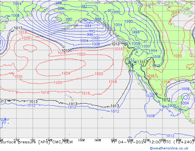 Surface pressure CMC/GEM Fr 04.10.2024 12 UTC