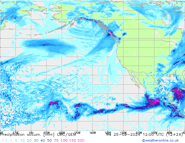 Precipitation accum. CMC/GEM We 25.09.2024 12 UTC