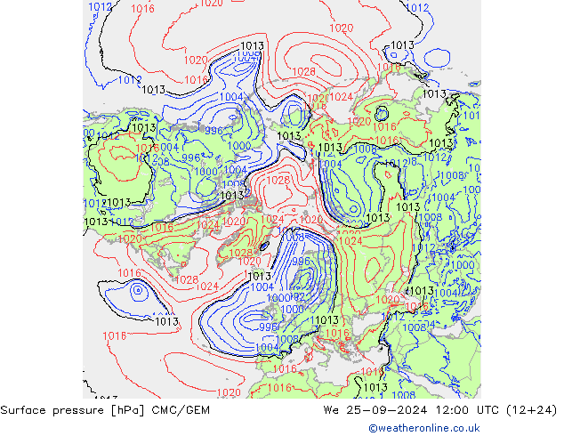 ciśnienie CMC/GEM śro. 25.09.2024 12 UTC