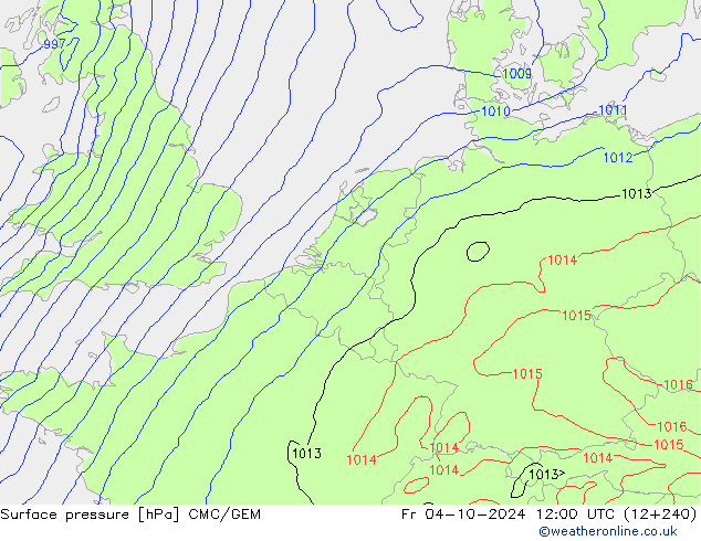 Luchtdruk (Grond) CMC/GEM vr 04.10.2024 12 UTC