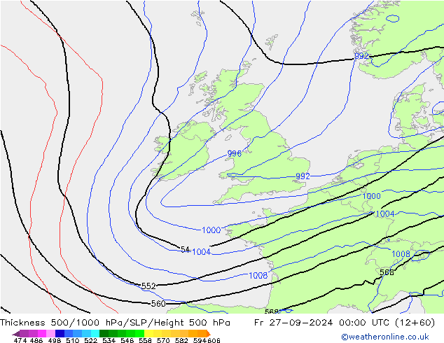 Theta-e 850hPa CMC/GEM  27.09.2024 00 UTC