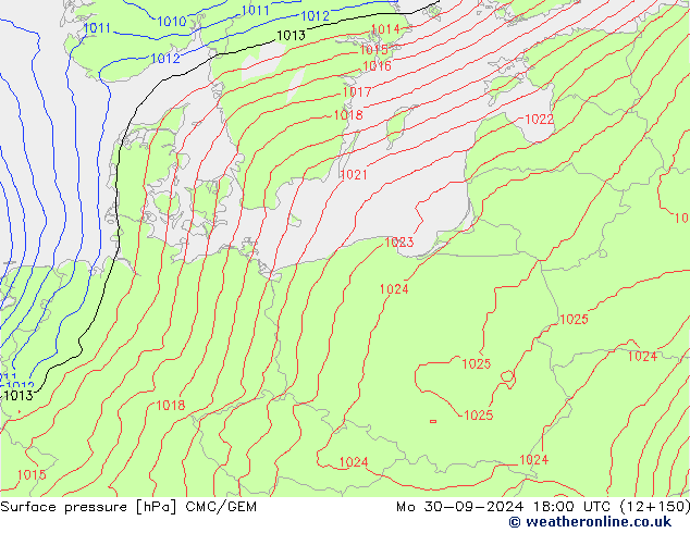 Surface pressure CMC/GEM Mo 30.09.2024 18 UTC