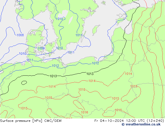 приземное давление CMC/GEM пт 04.10.2024 12 UTC