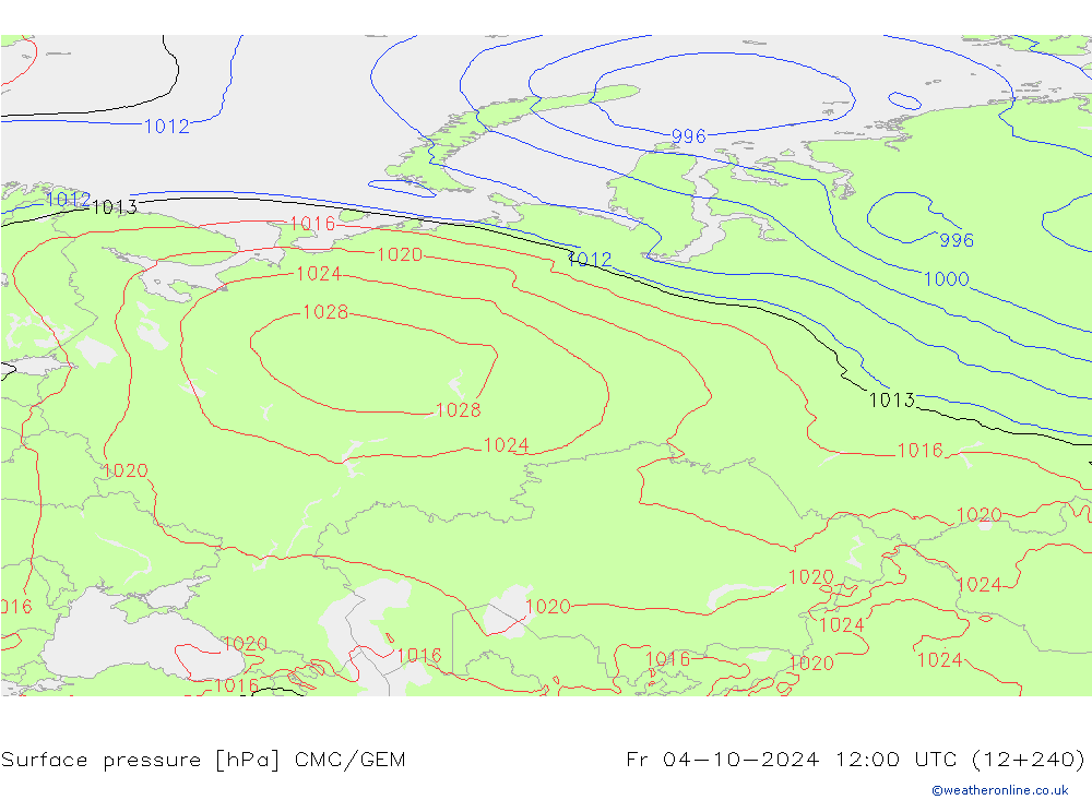 приземное давление CMC/GEM пт 04.10.2024 12 UTC