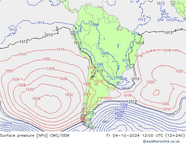 pression de l'air CMC/GEM ven 04.10.2024 12 UTC