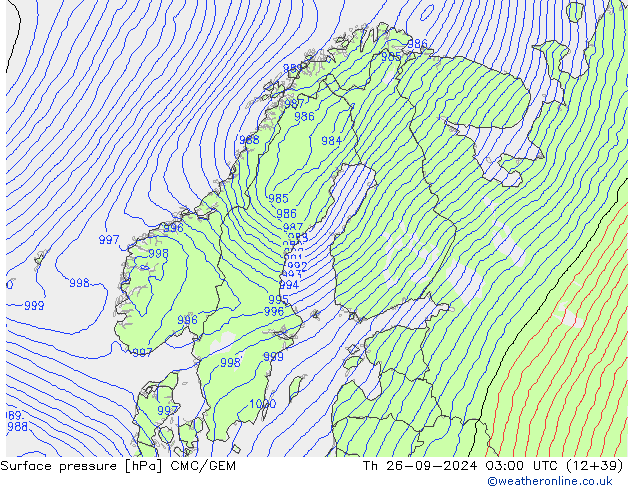 Luchtdruk (Grond) CMC/GEM do 26.09.2024 03 UTC